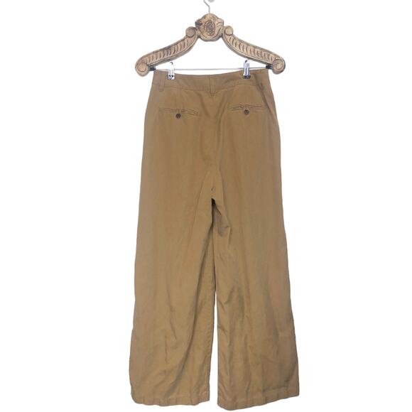 Madewell Wide Leg High Rise Pants Lyocell Cotton Linen Pleat Tailored Tan 6 - Picture 2 of 10
